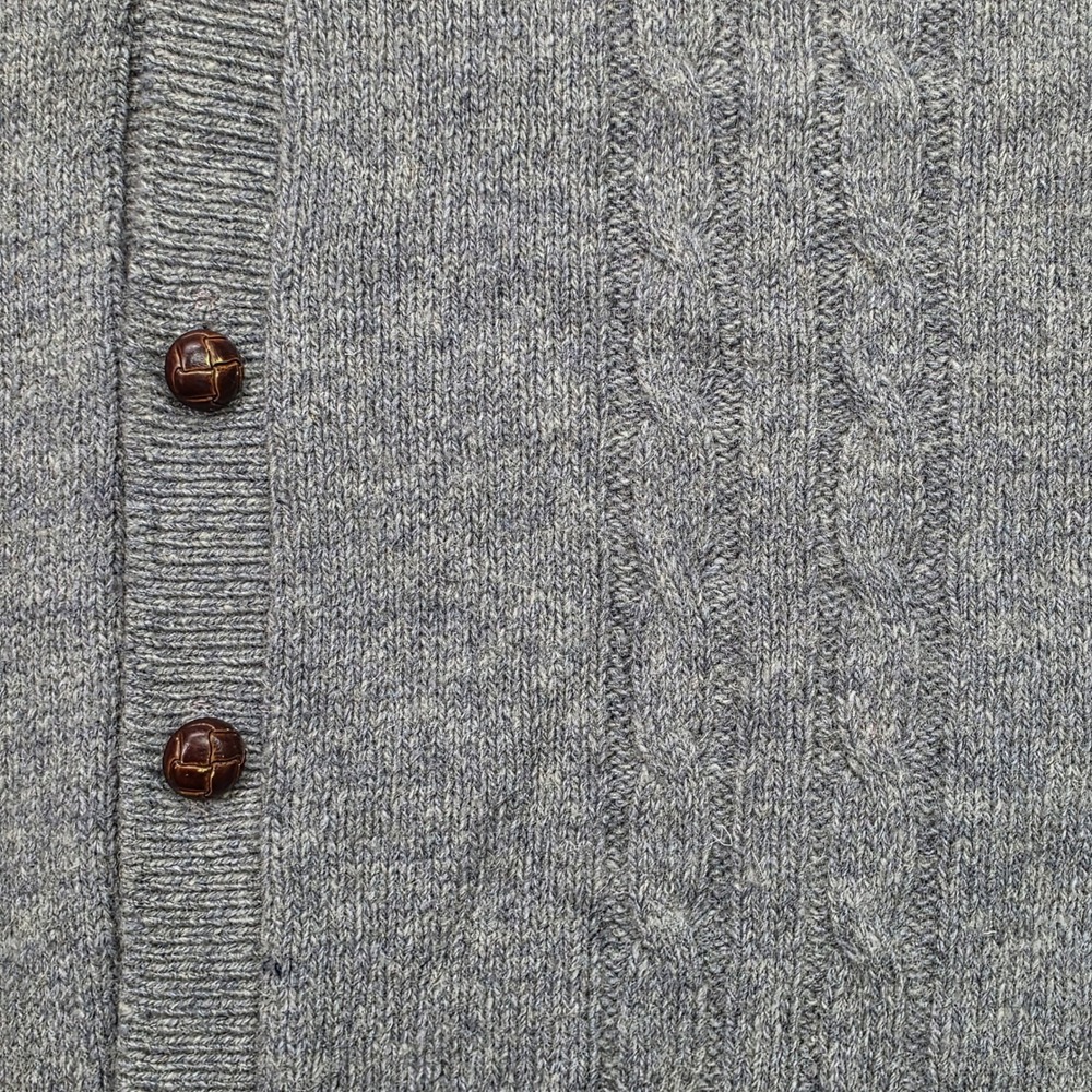 Jantzen Mens Heather Gray Cable Knit Button Front Cardigan Sweater Vest Medium - Picture 5 of 6